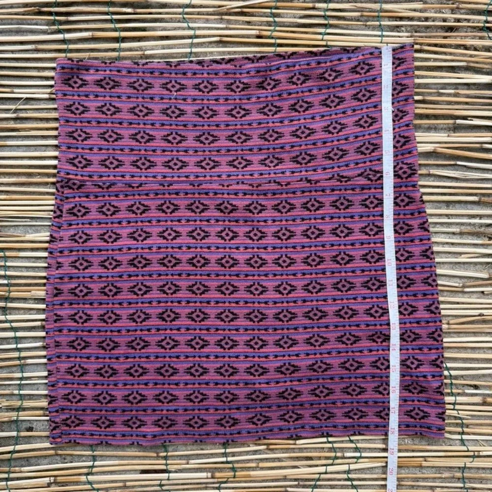 Nollie Skirt Size XL Purple Pink Tribal Print Festival Adjustable‎ Mini Falda